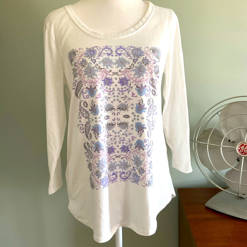 Lucky Brand 3/4 Sleeve Graphic Tee Size Medium